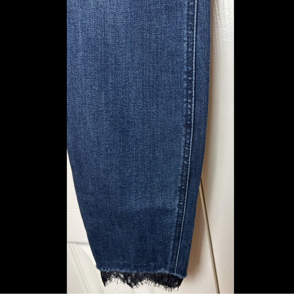 Anthro LEVEL 99 Tanya High Rise Ultra Skinny Denim Jeans In Elegant Lace Trim - Picture 5 of 13